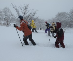 新雪のラッセルを皆で体験