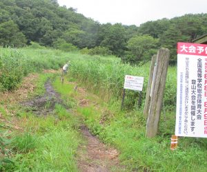 【草刈前の登山道】高校総体があるのにここは木道を架けないのかな？登山道の草刈はしてあるけど。