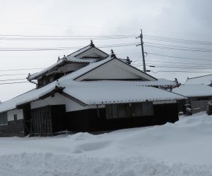 １/13    雪化粧　気温の低い地域では釉の掛かった瓦を使用して割れるのを防いでいます。 雪もよく滑りおちます。