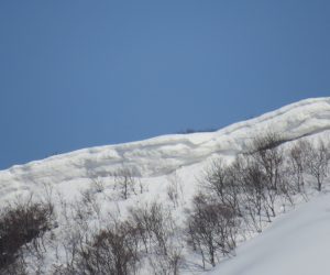 3/18  上蒜山の雪庇 3m位ありそう