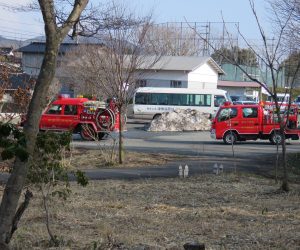 3/11 消防出初式　蒜山の消防出初式は雪が言えた今頃、4月の山焼きの前に行われます。