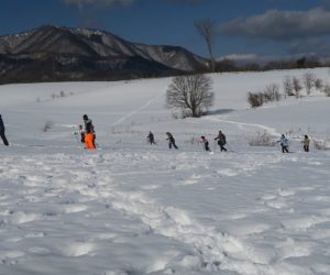 雪恋祭りスノーシュー体験　７酪大牧草地を行く